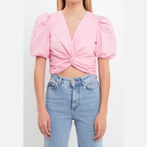 Pink English Factory twist detail top